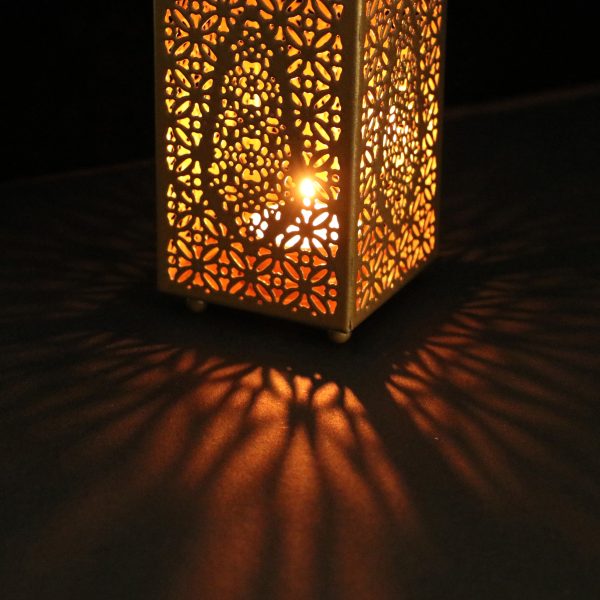 Arabian Pattern Metal Lantern in antique gold