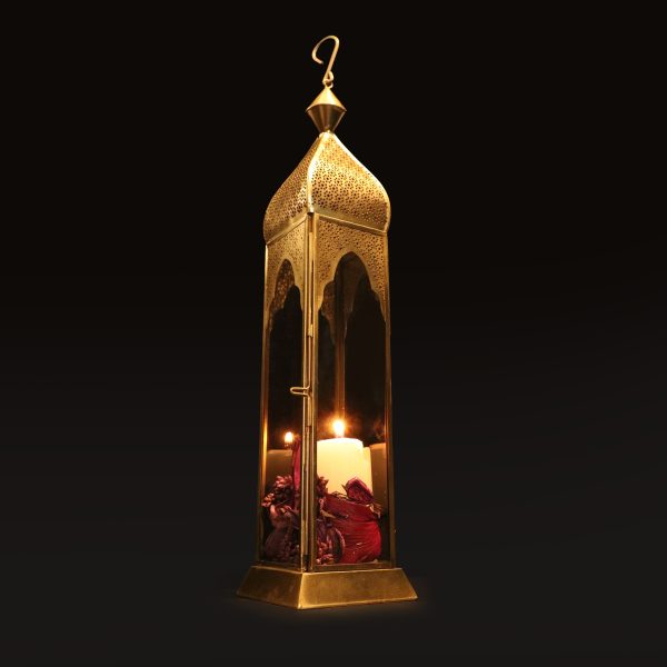 Arabian Tower Metal Lantern Light in antique gold - GL-4440B-BR