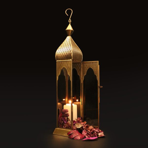 Arabian Tower Metal Lantern Light in antique gold - GL-4440B-BR