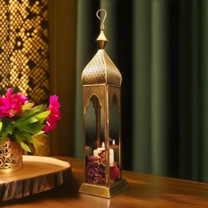 Arabian Tower Metal Lantern Light in antique gold - GL-4440B-BR