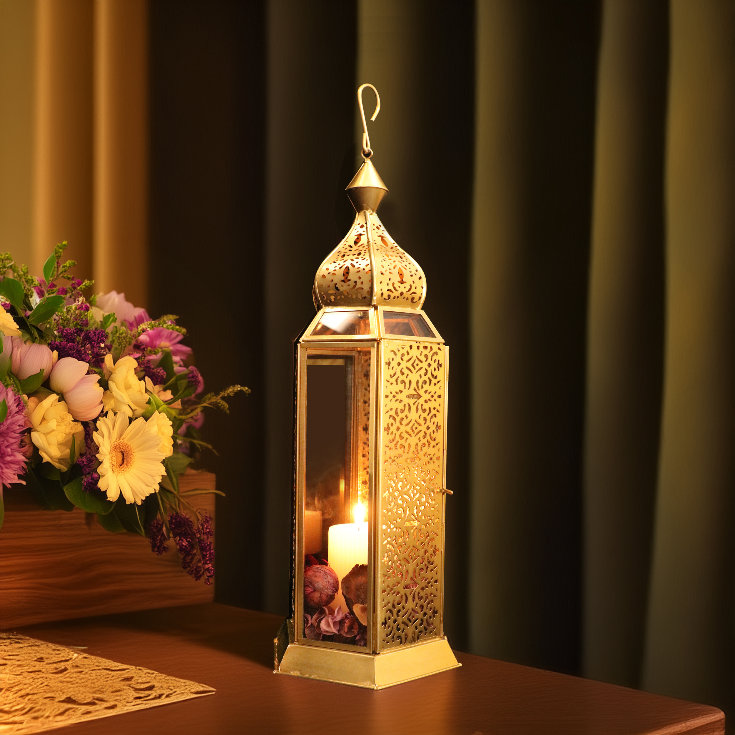 Jodhpur Hexilgree lantern Light in Antique Gold (8)