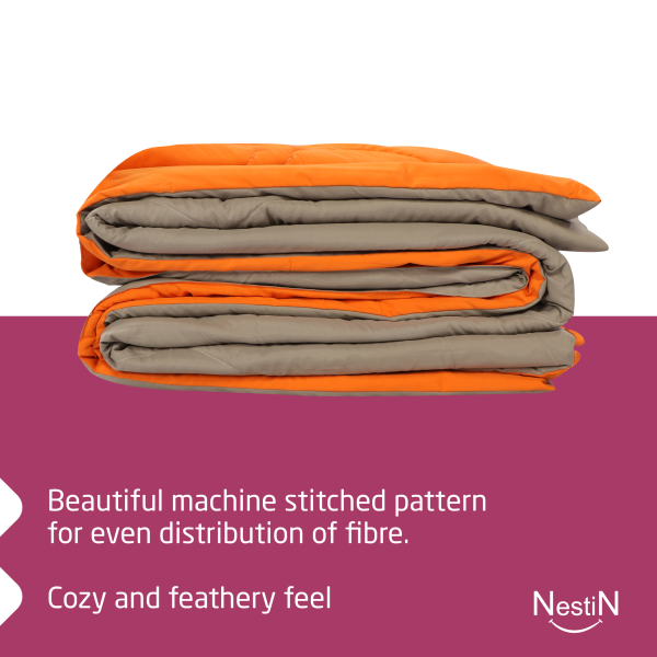 comforter - orange grey