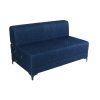 blue quilted -Sofa-cum-beds - with metal legs