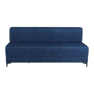 blue-3 seater quilted -Sofa-cum-beds - with metal legs