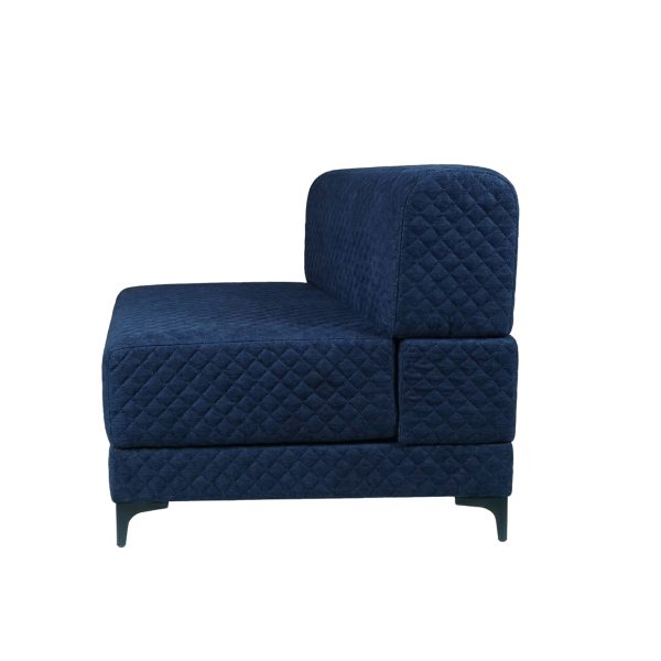 blue quilted -Sofa-cum-beds - with metal legs